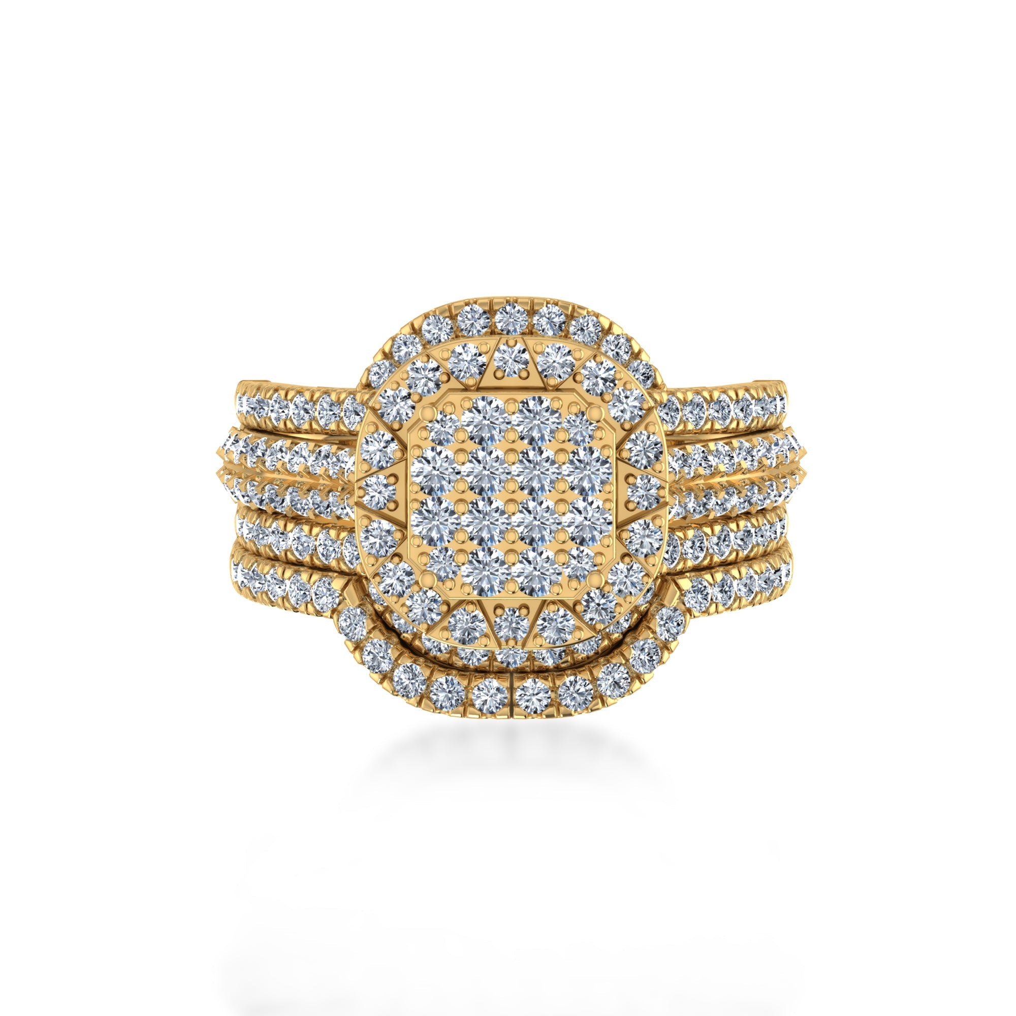 Cushion Cut Style Lab Diamond Cluster Ring