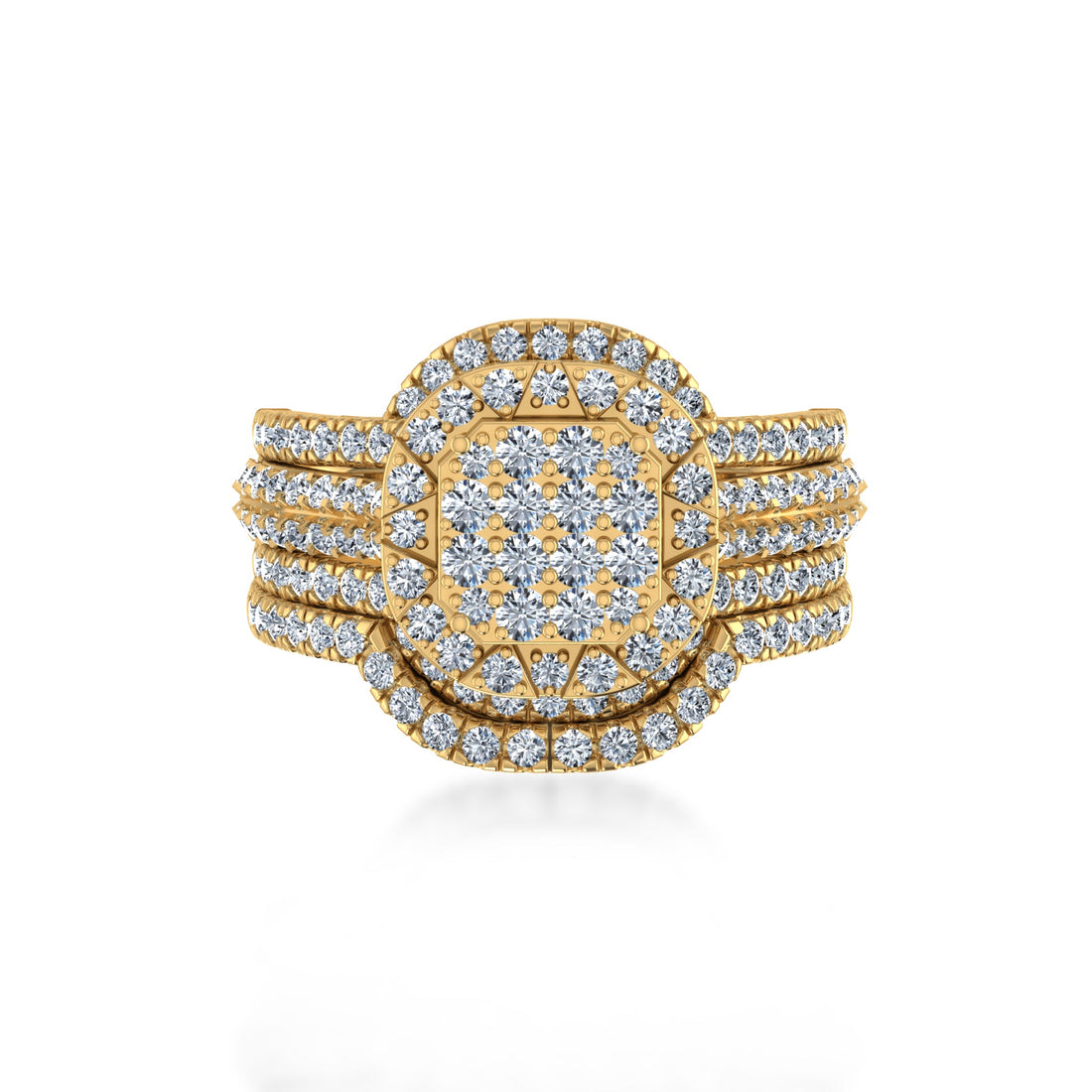Cushion Cut Style Lab Diamond Cluster Ring