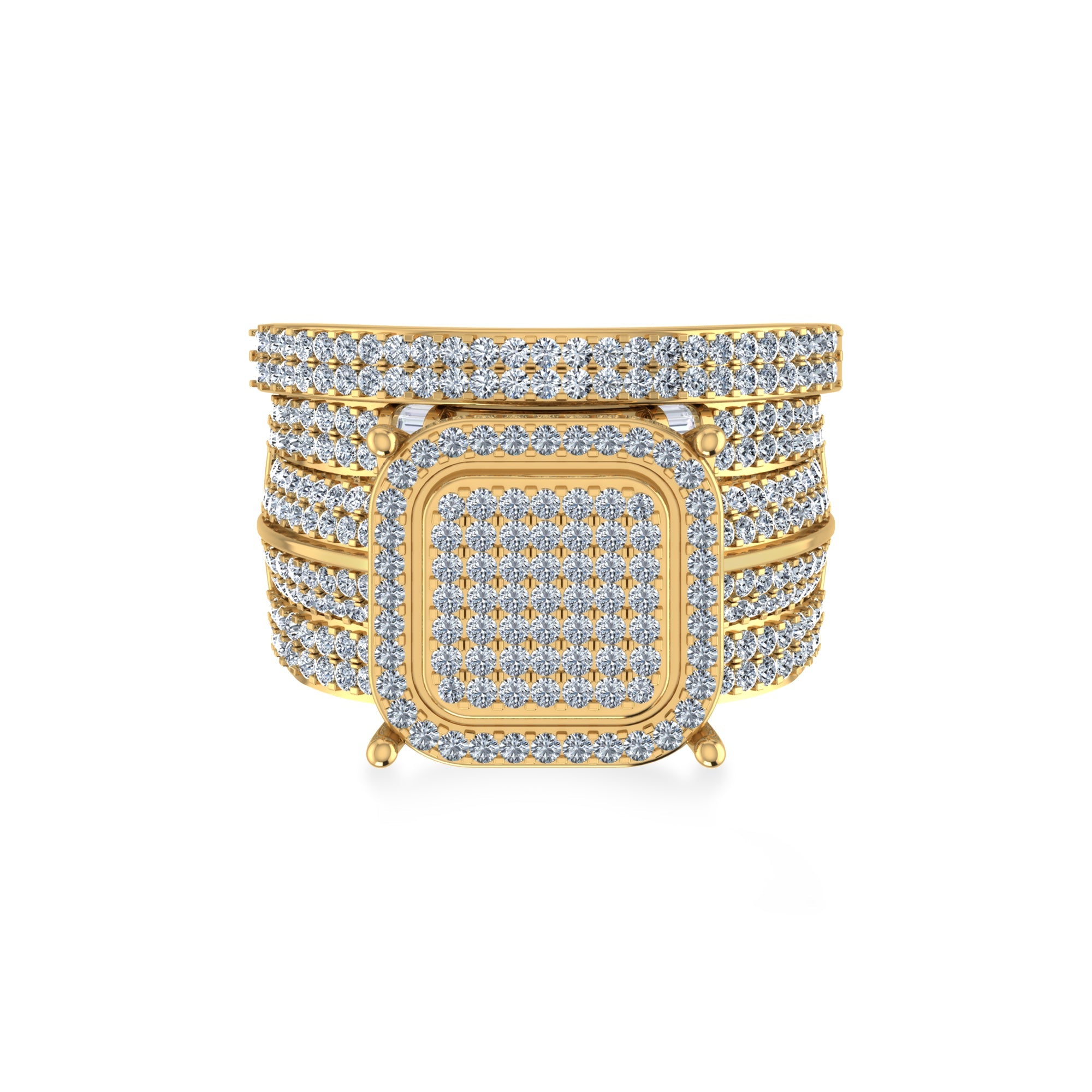 Cushion Pave Lab-Grown Diamond Wide Statement Ring