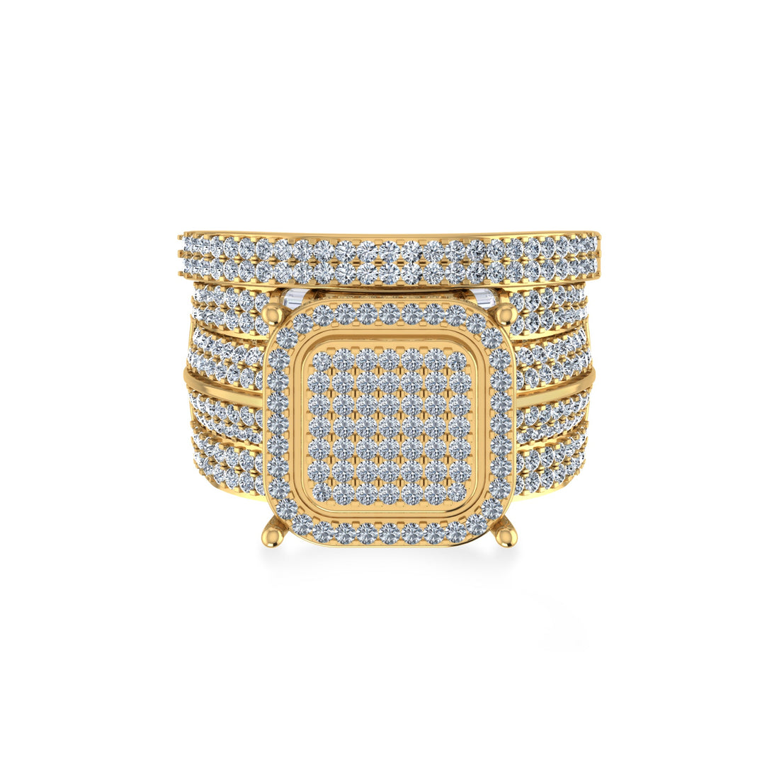 Cushion Pave Lab-Grown Diamond Wide Statement Ring