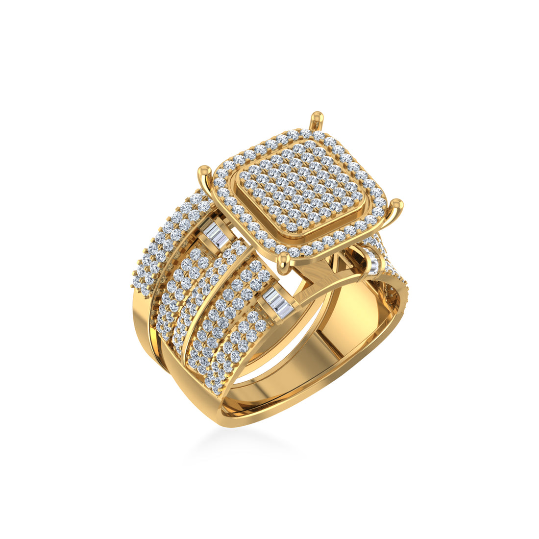 Cushion Pave Lab-Grown Diamond Wide Statement Ring 2