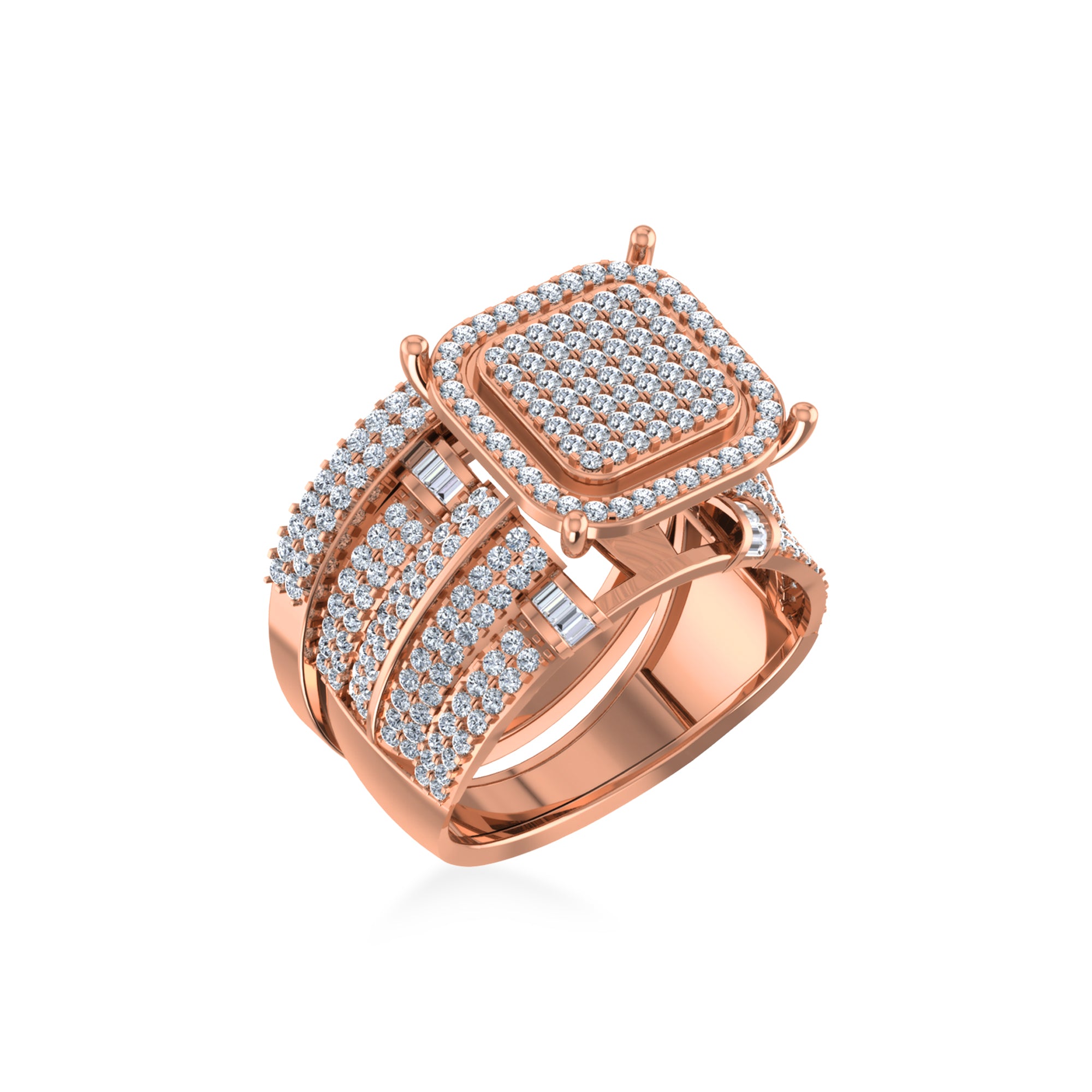 Cushion Pave Lab-Grown Diamond Wide Statement Ring 5