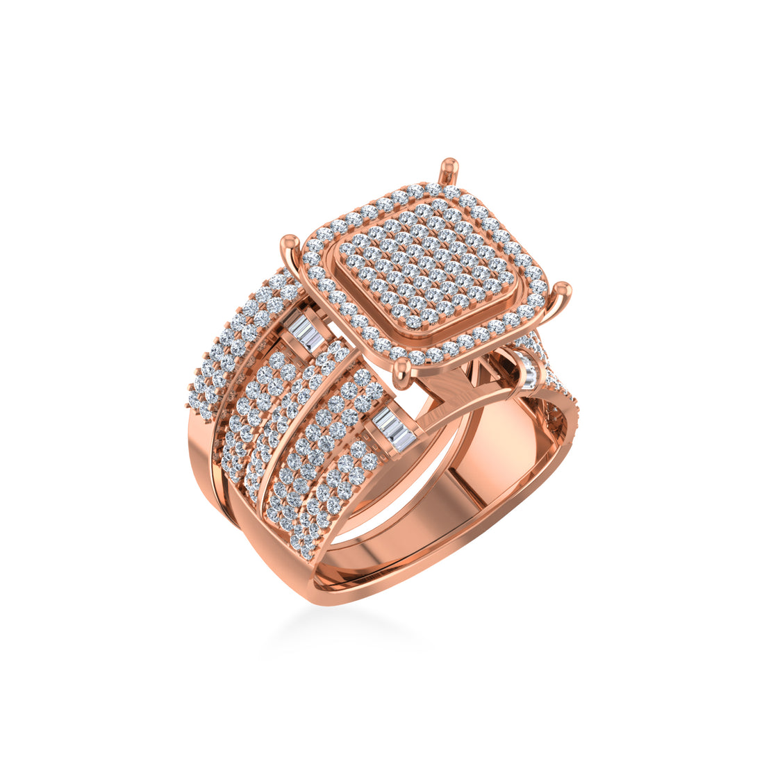 Cushion Pave Lab-Grown Diamond Wide Statement Ring 5