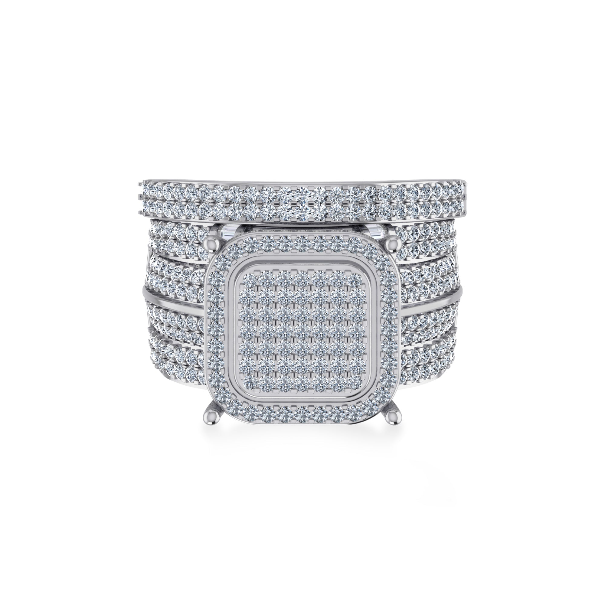 Cushion Pave Lab-Grown Diamond Wide Statement Ring 7