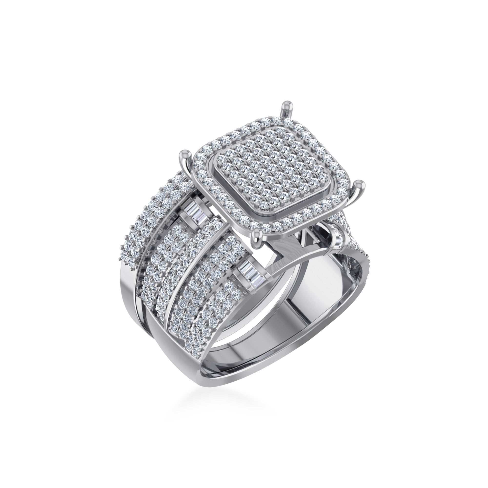 Cushion Pave Lab-Grown Diamond Wide Statement Ring 8