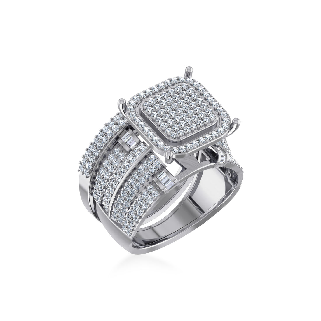 Cushion Pave Lab-Grown Diamond Wide Statement Ring 8