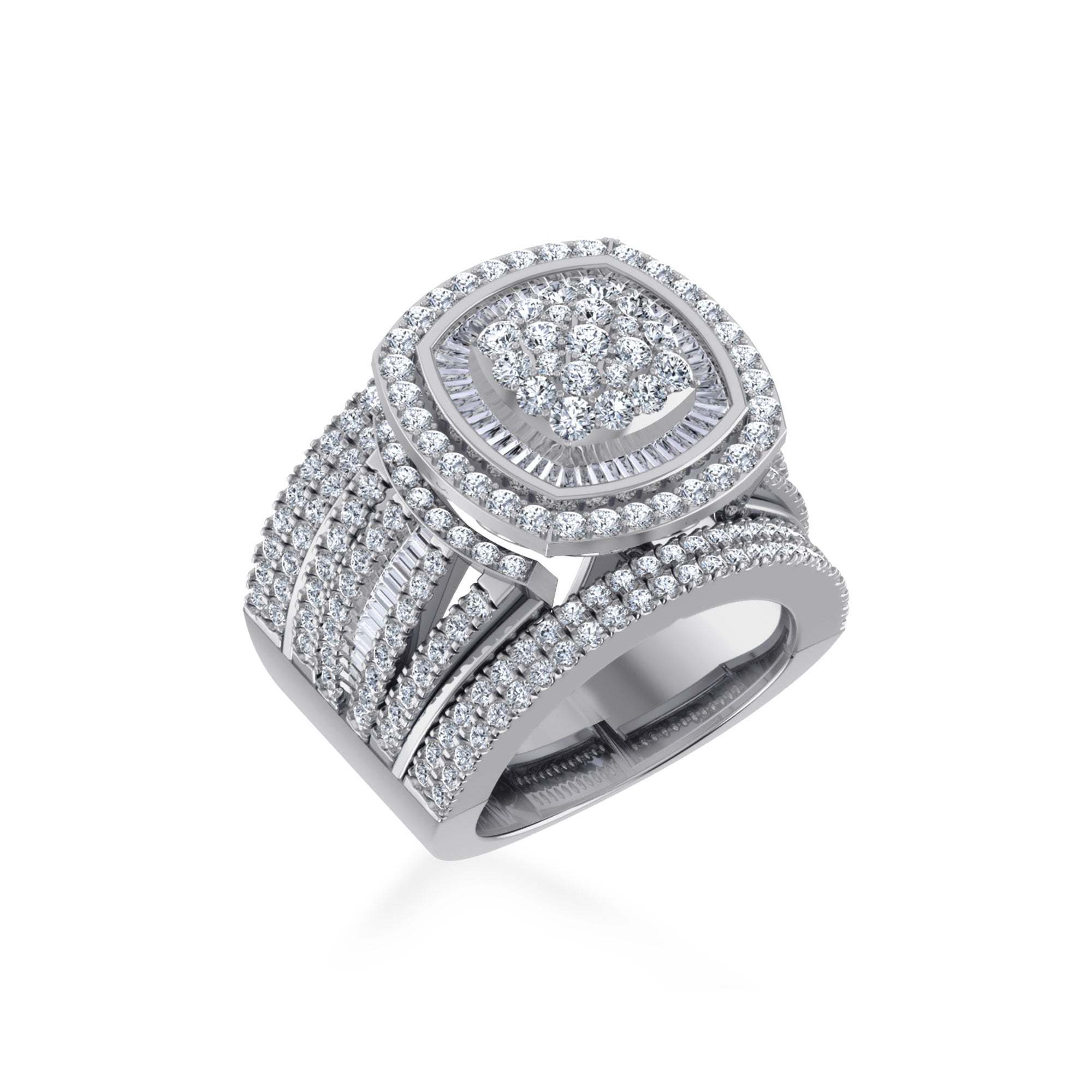 Cushion Shape Double Halo Lab Diamond Cocktail Ring 8