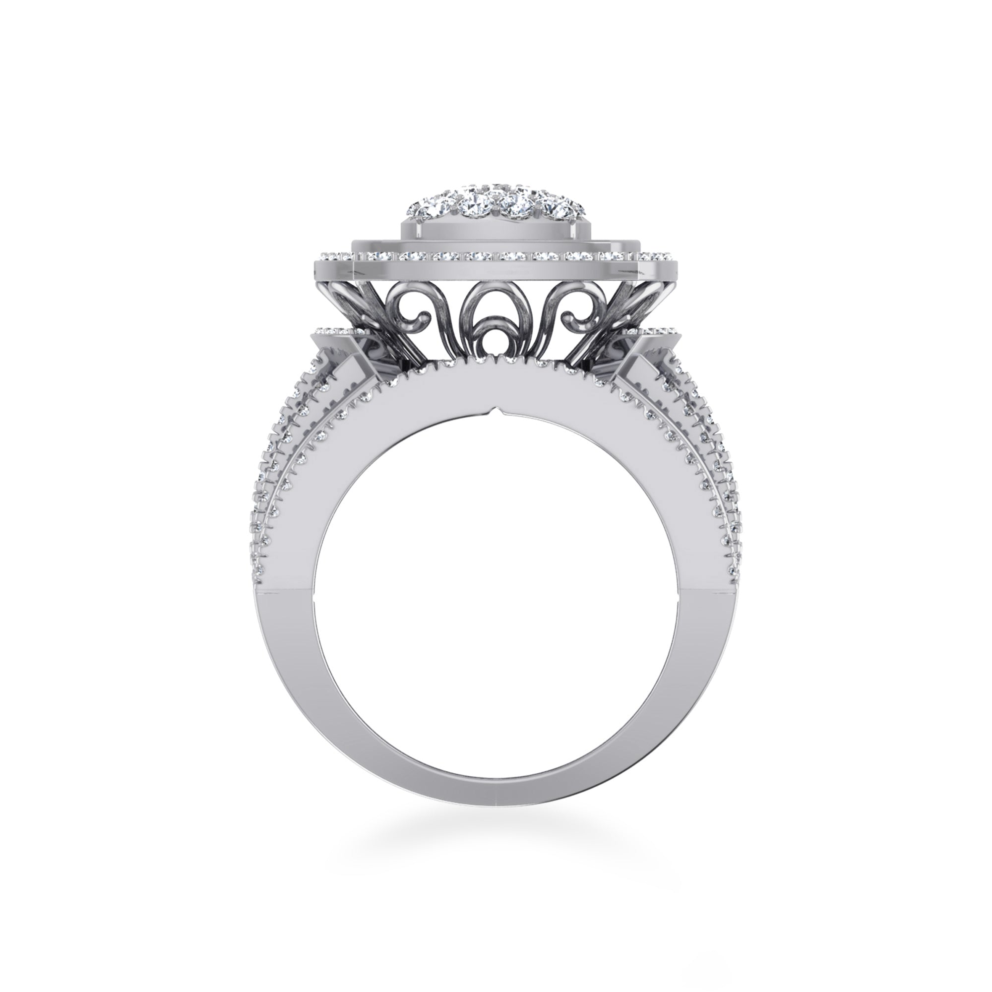 Cushion Shape Double Halo Lab Diamond Cocktail Ring 9
