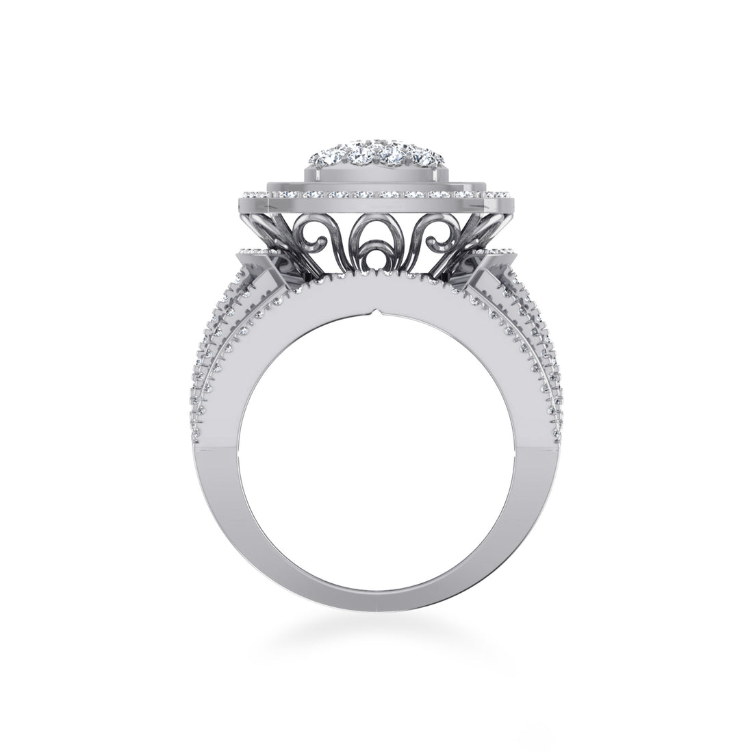 Cushion Shape Double Halo Lab Diamond Cocktail Ring 9