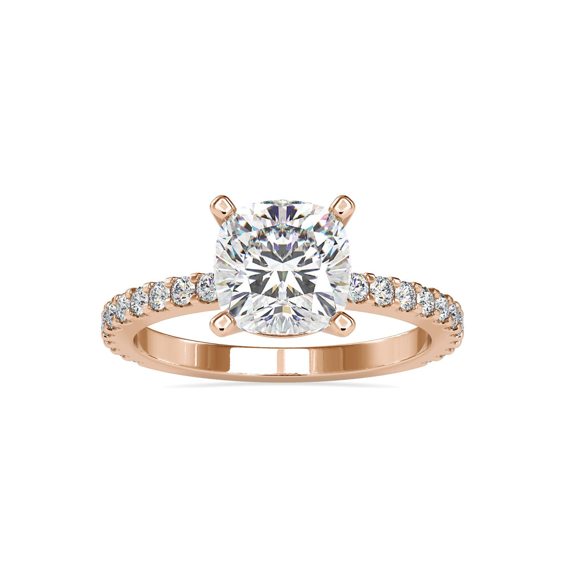 Cushion Solitaire with Diamond-Studded Ring 3