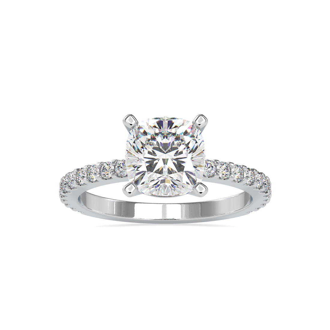 Cushion Solitaire with Diamond-Studded Ring 7