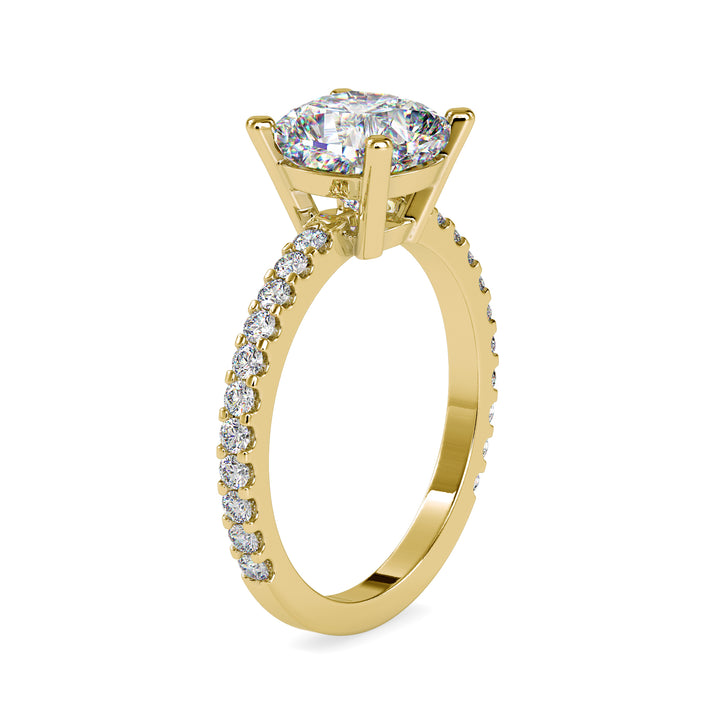 Cushion Solitaire with Diamond-Studded Ring 9
