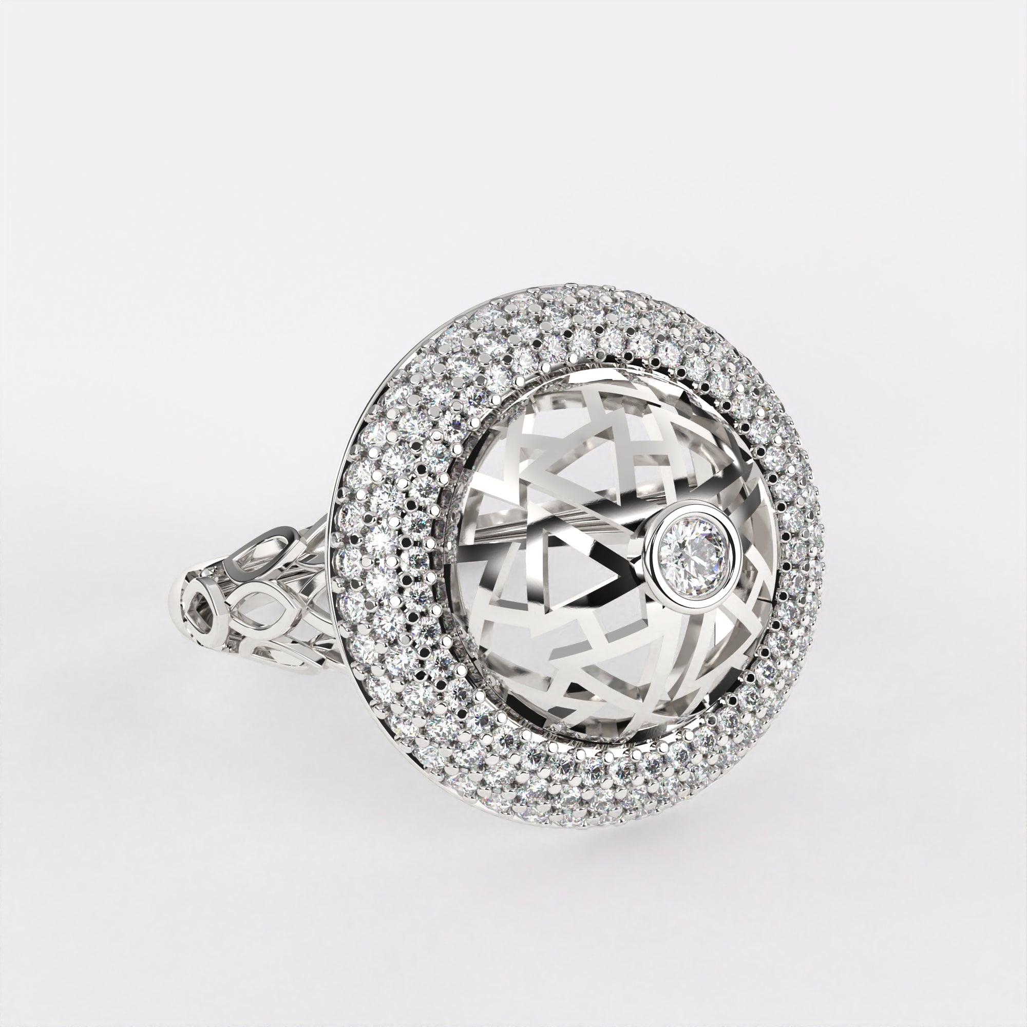 DAINTY circular Diamond ring in 925 Silver