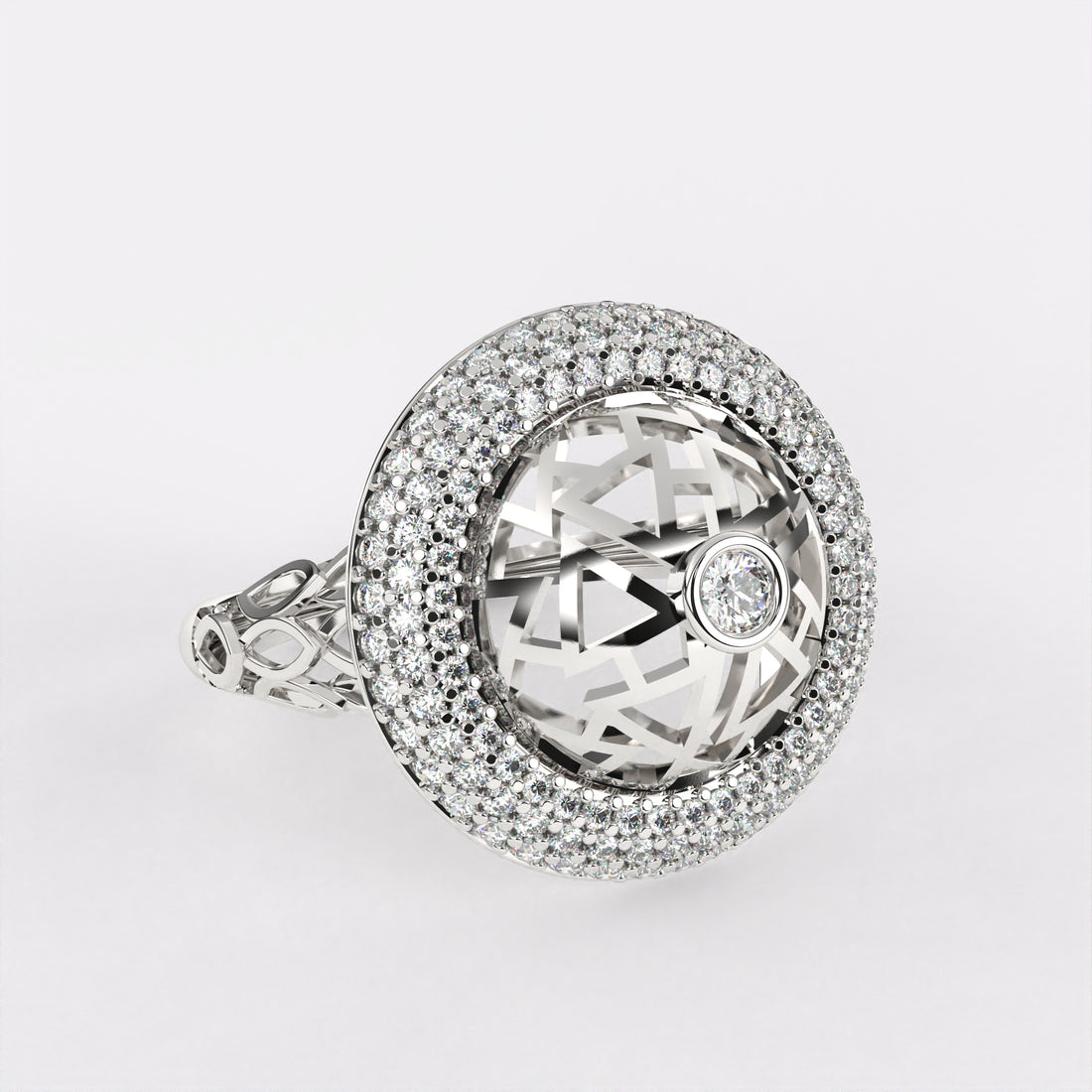 DAINTY circular Diamond ring in 925 Silver