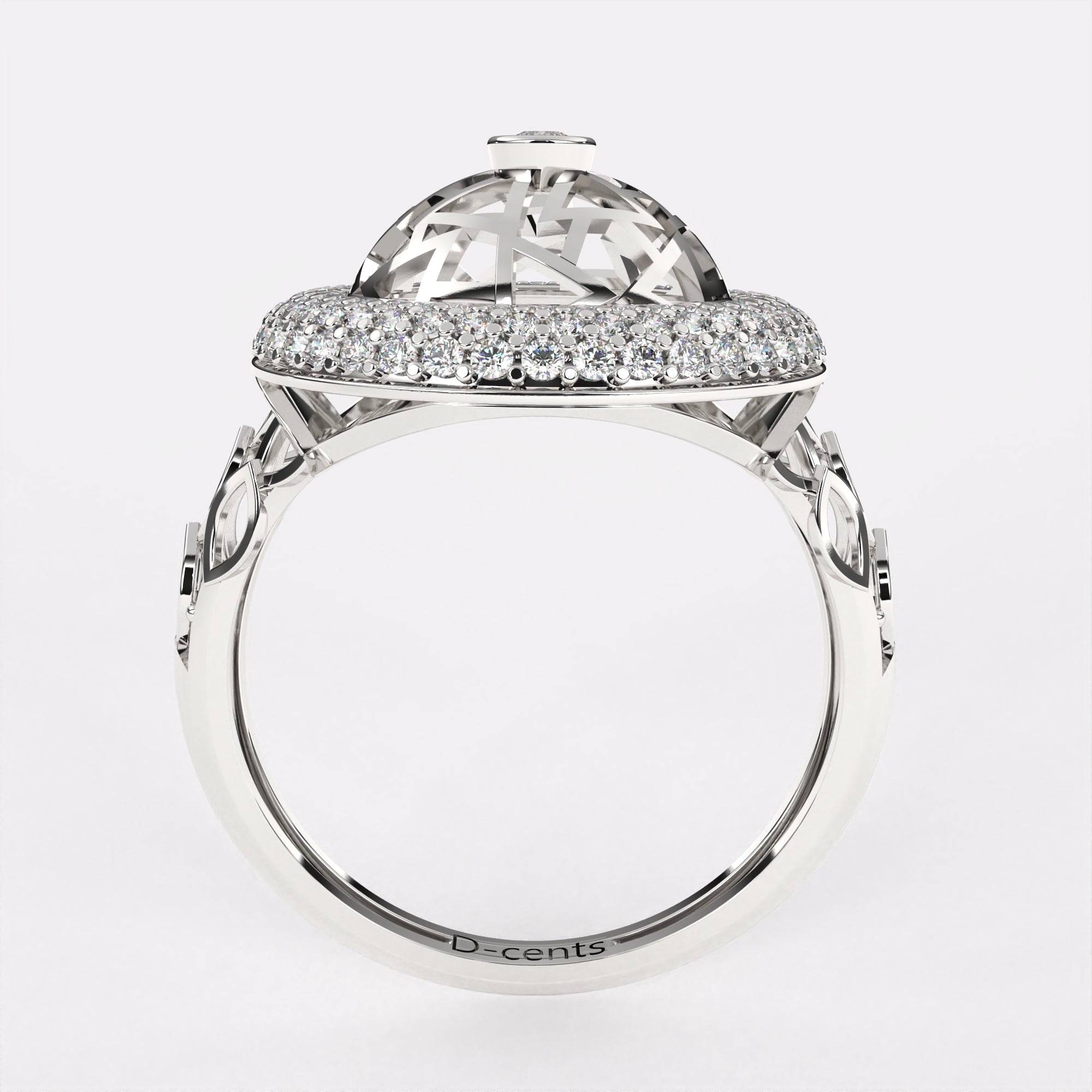 DAINTY circular Diamond ring in 925 Silver