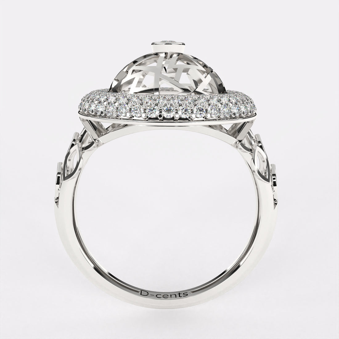 DAINTY circular Diamond ring in 925 Silver