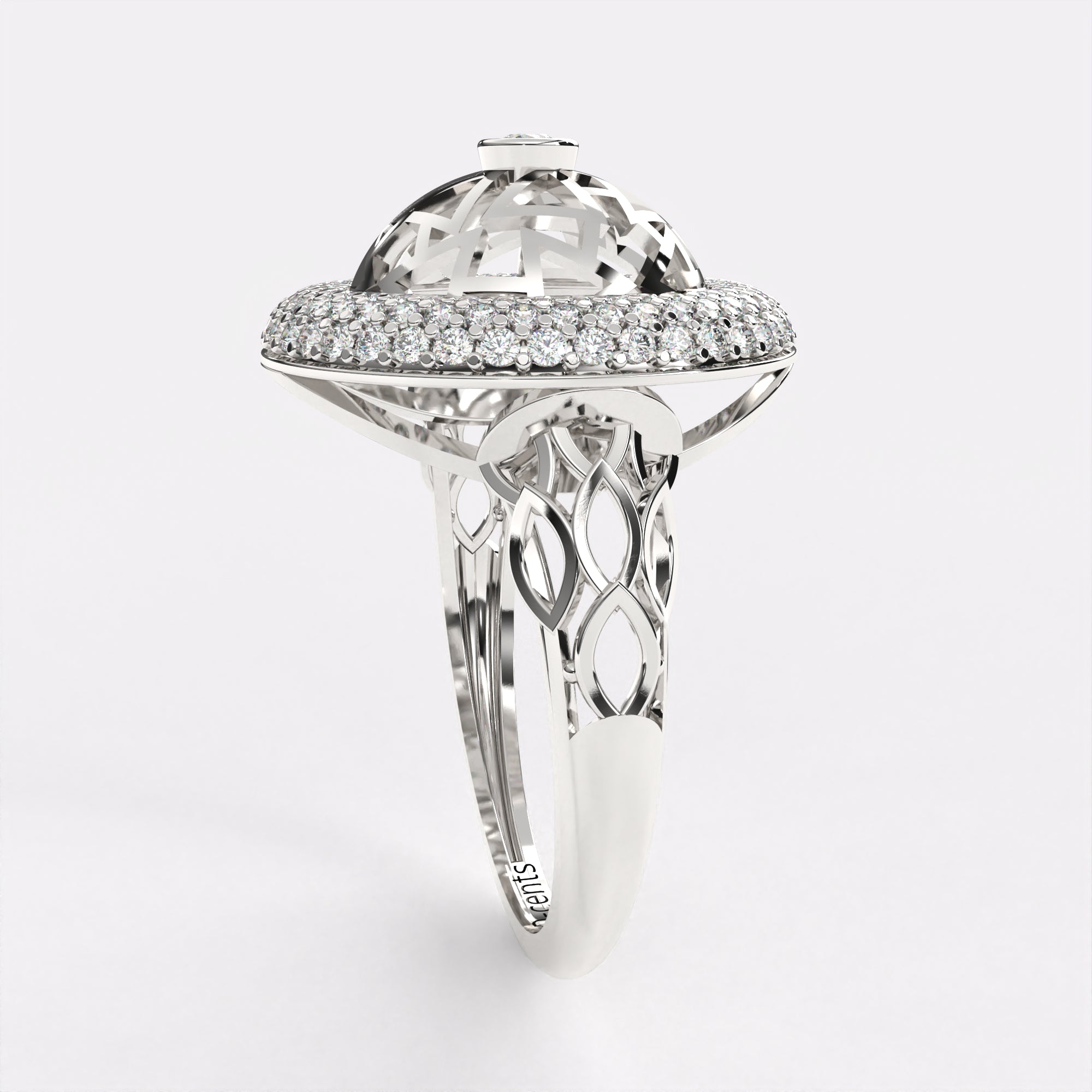DAINTY circular Diamond ring in 925 Silver