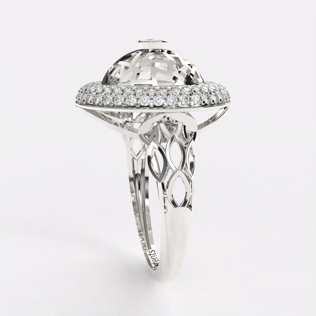 DAINTY circular Diamond ring in 925 Silver