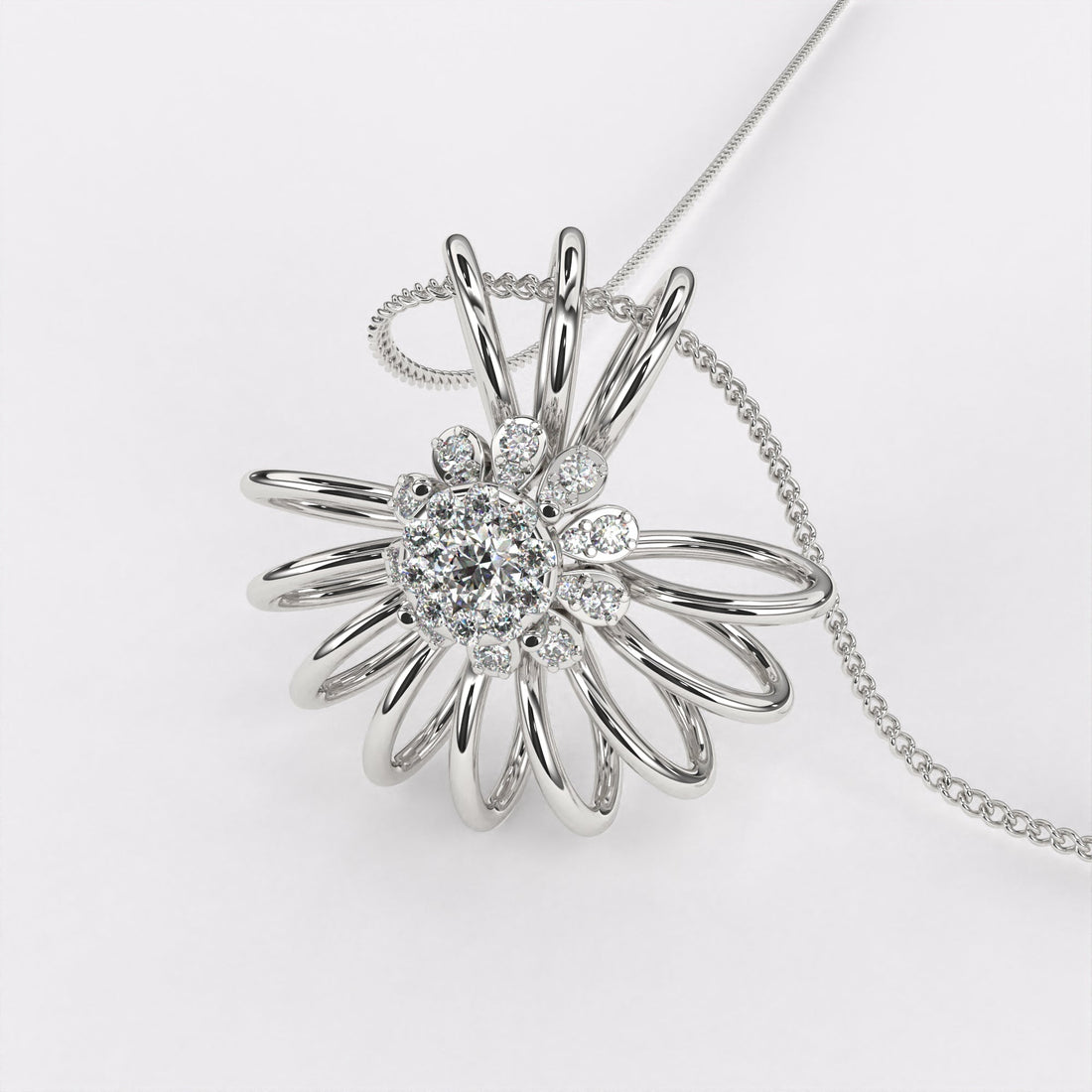 Daisy Gold Diamond Pendant In 925 Silver