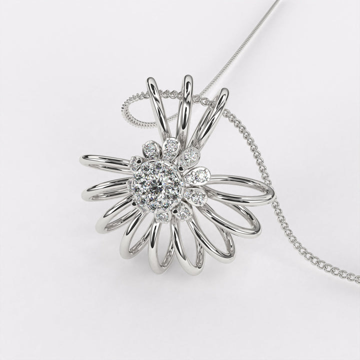 Daisy Gold Diamond Pendant In 925 Silver