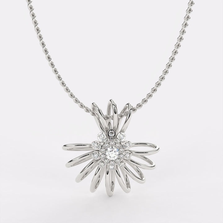 Daisy Gold Diamond Pendant In 925 Silver