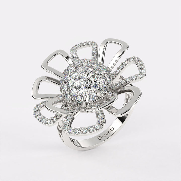 Daisy Reflection Diamond Ring in 925 Silver