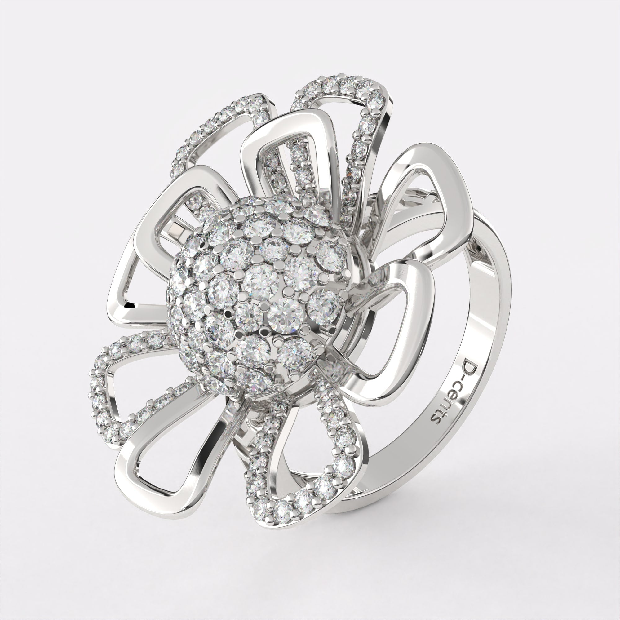 Daisy Reflection Diamond Ring in 925 Silver