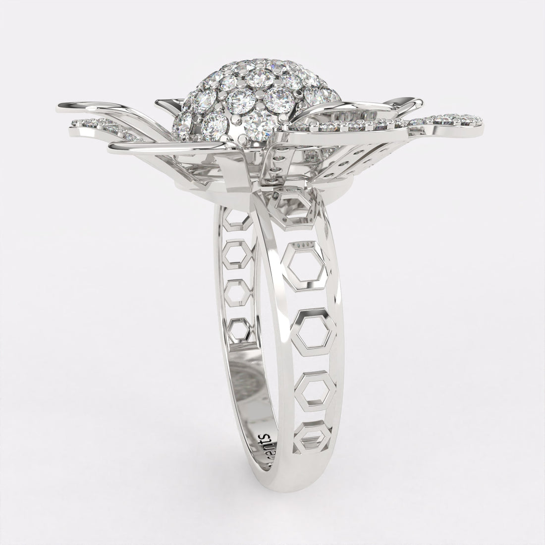 Daisy Reflection Diamond Ring in 925 Silver