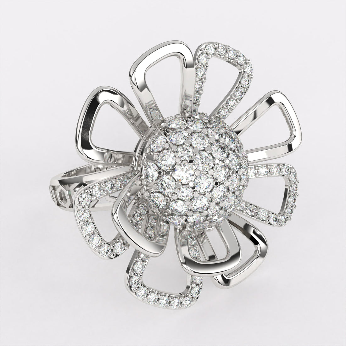 Daisy Reflection Diamond Ring in 925 Silver