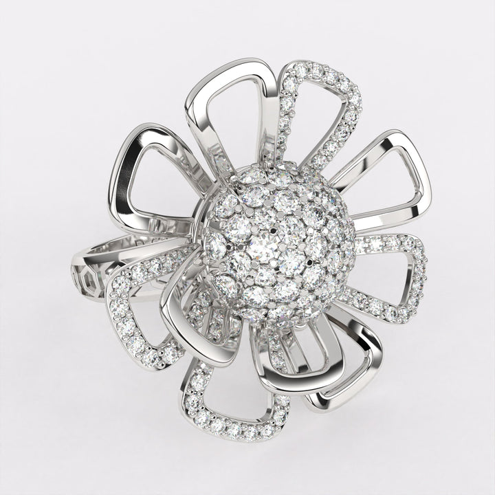 Daisy Reflection Diamond Ring in 925 Silver