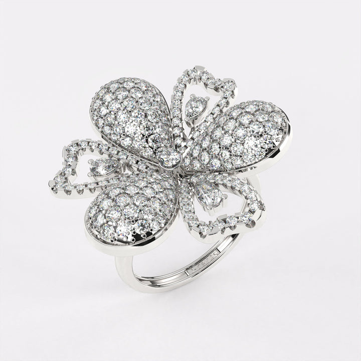 Dazzler Floral Diamond Ring in 925 Silver