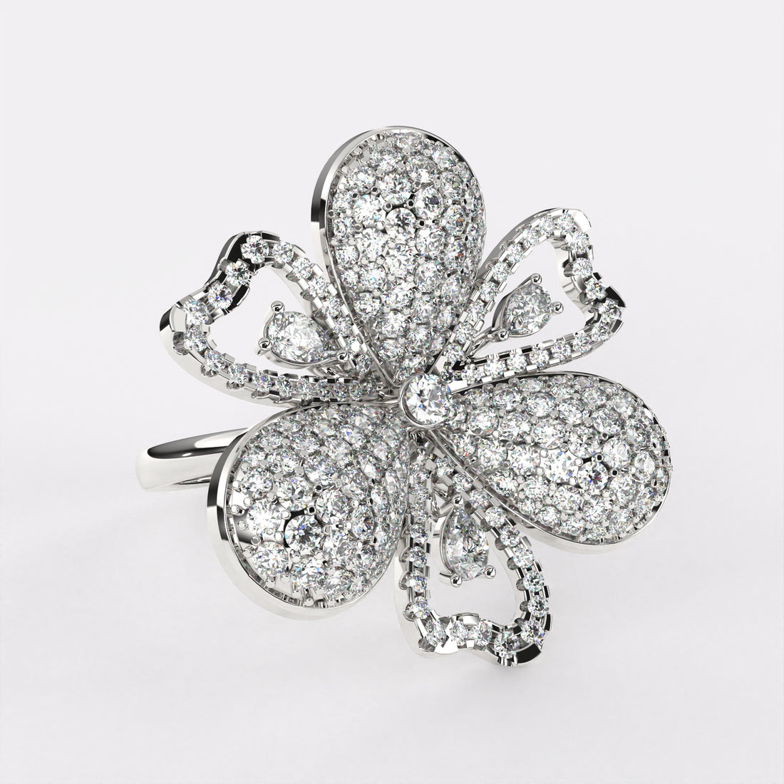 Dazzler Floral Diamond Ring in 925 Silver