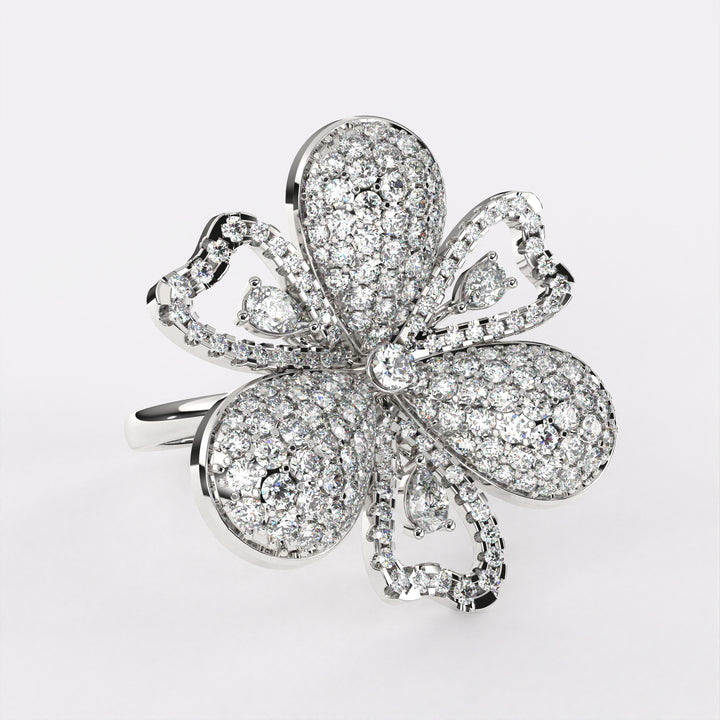 Dazzler Floral Diamond Ring in 925 Silver