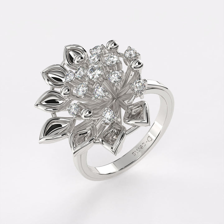 Dewdrop Diamond Ring in 925 Silver