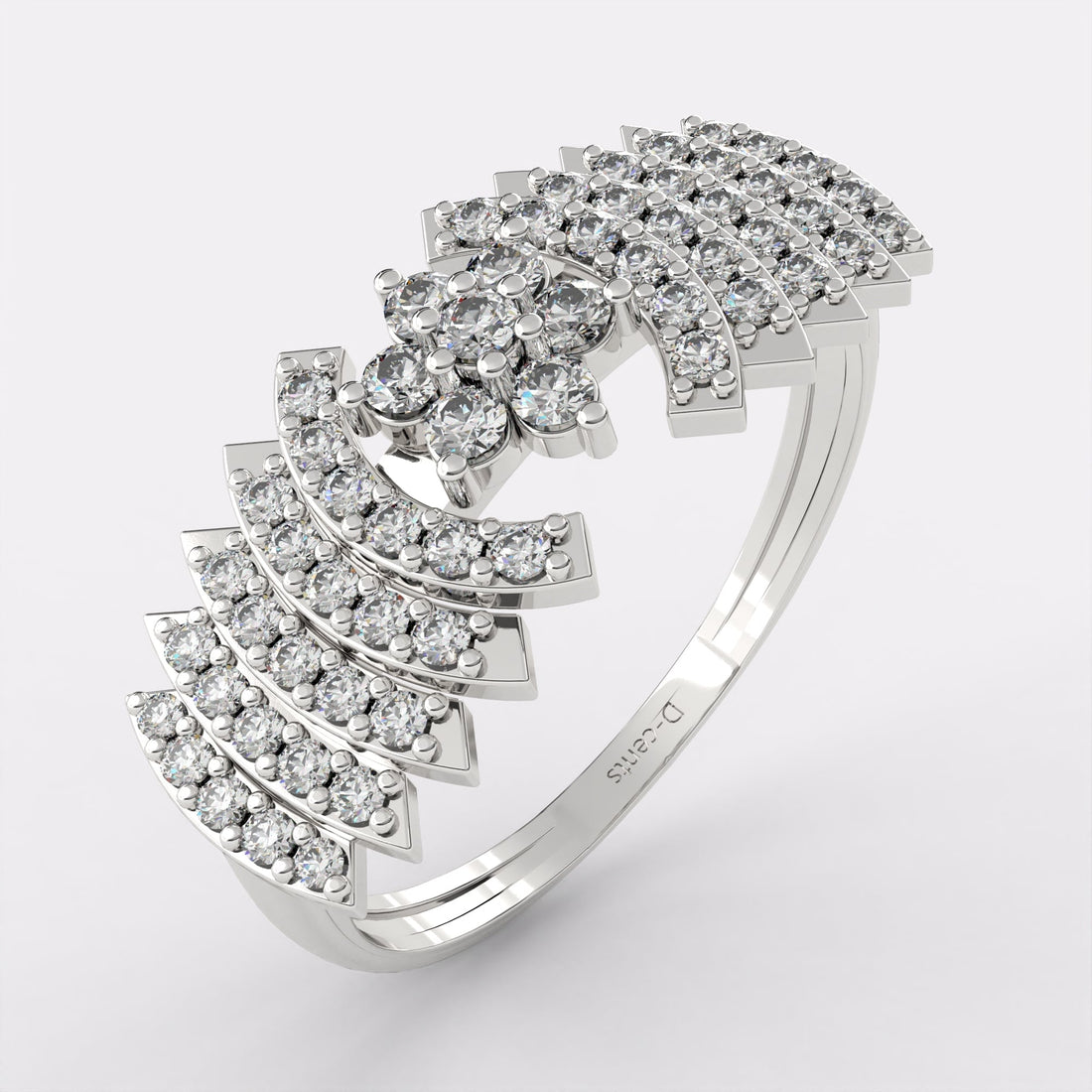 Diamond Cascade Ring in 925 Silver