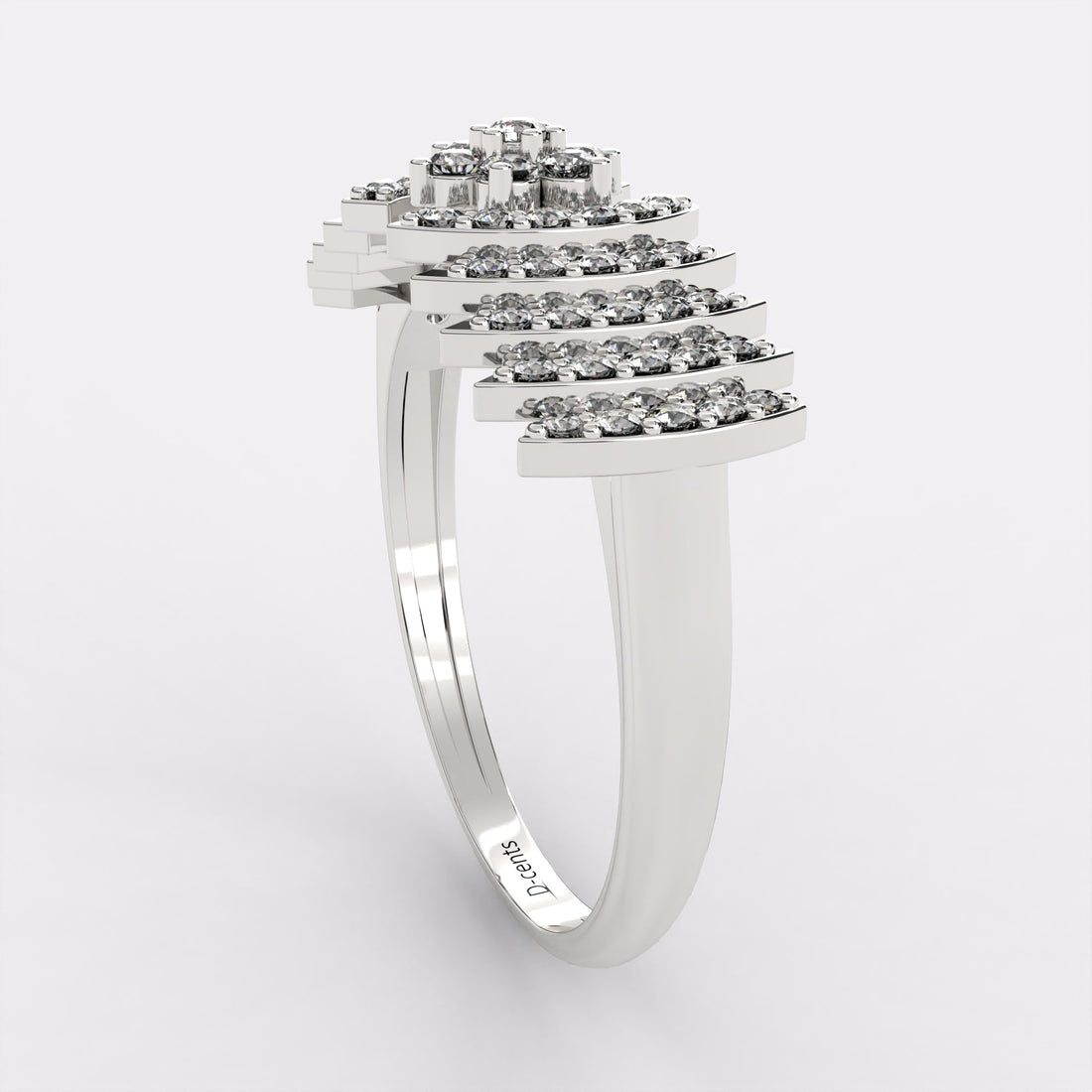 Diamond Cascade Ring in 925 Silver