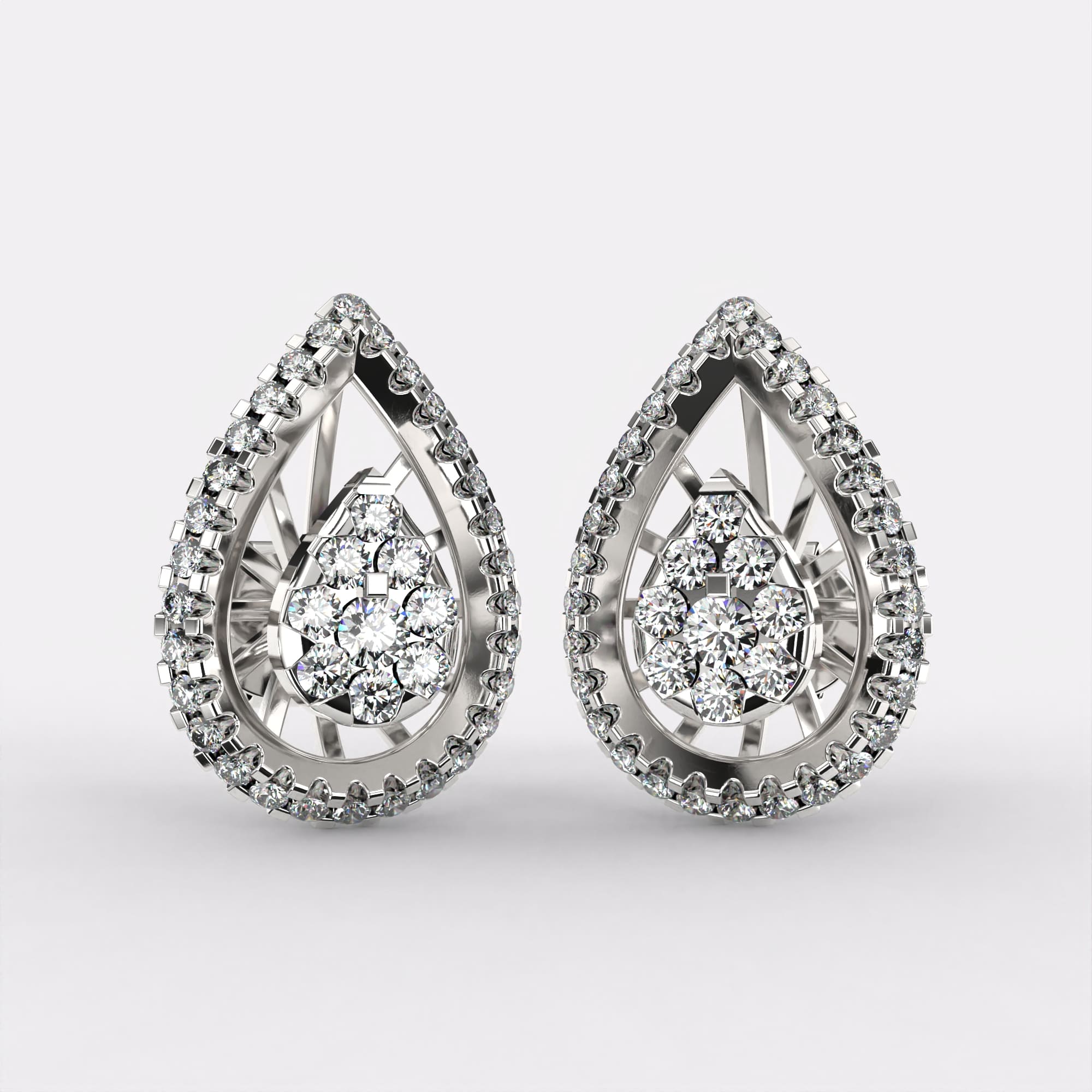 Diamond Drop Gold Stud Earrings in 925 Silver