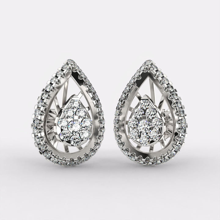 Diamond Drop Gold Stud Earrings in 925 Silver
