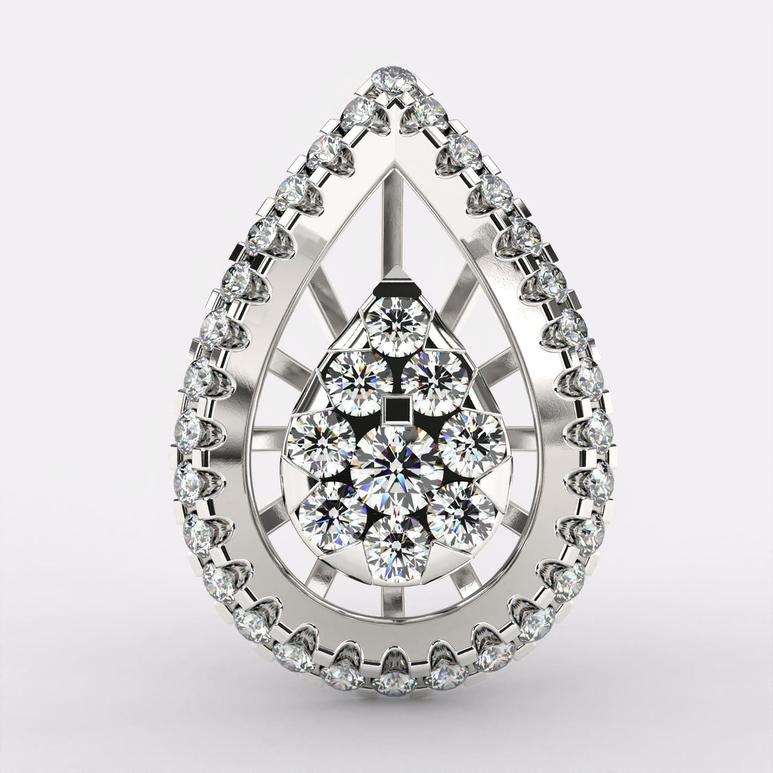 Diamond Drop Gold Stud Earrings in 925 Silver