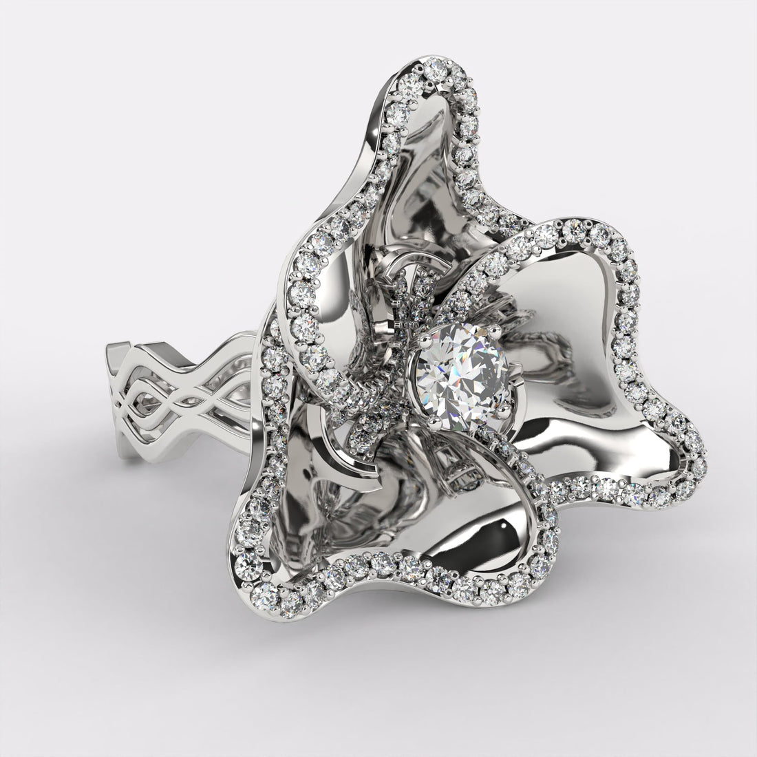 Diamond Petals Ring in 925 Silver
