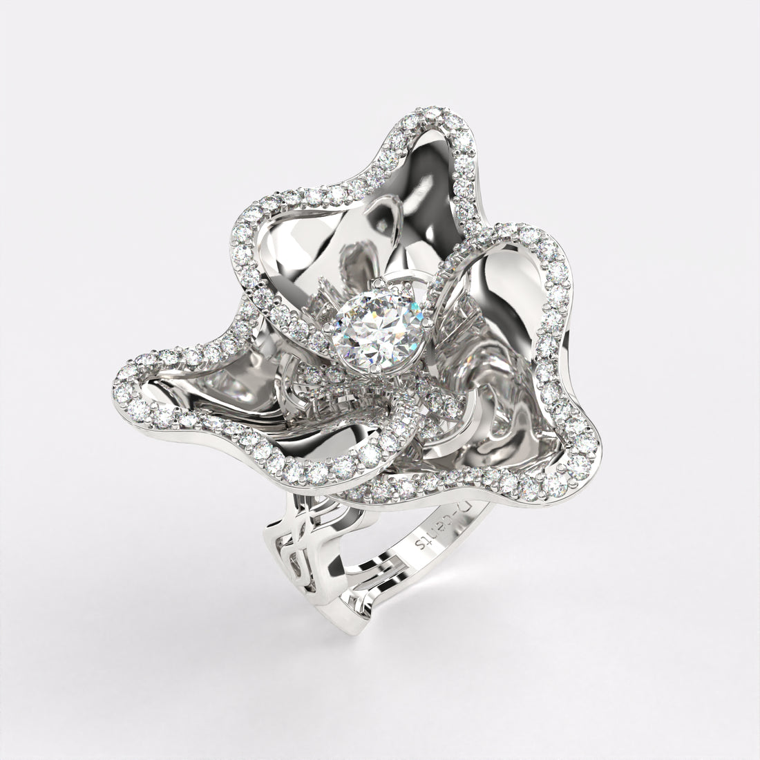 Diamond Petals Ring in 925 Silver