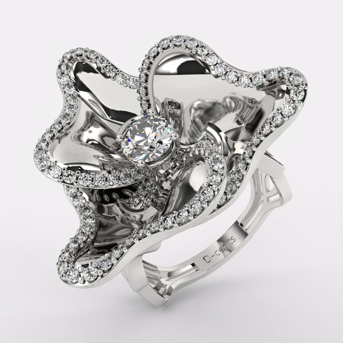 Diamond Petals Ring in 925 Silver