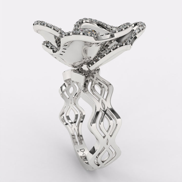 Diamond Petals Ring in 925 Silver