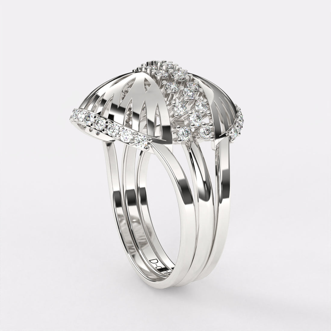 Dome Diamond Ring in 925 Silver