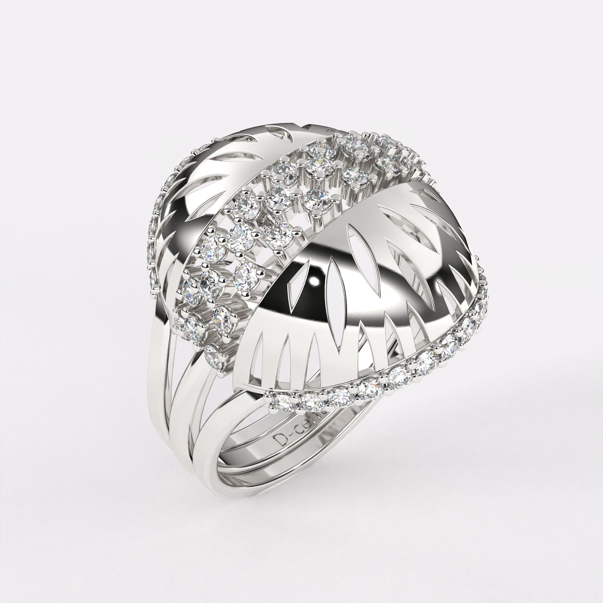 Dome Diamond Ring in 925 Silver