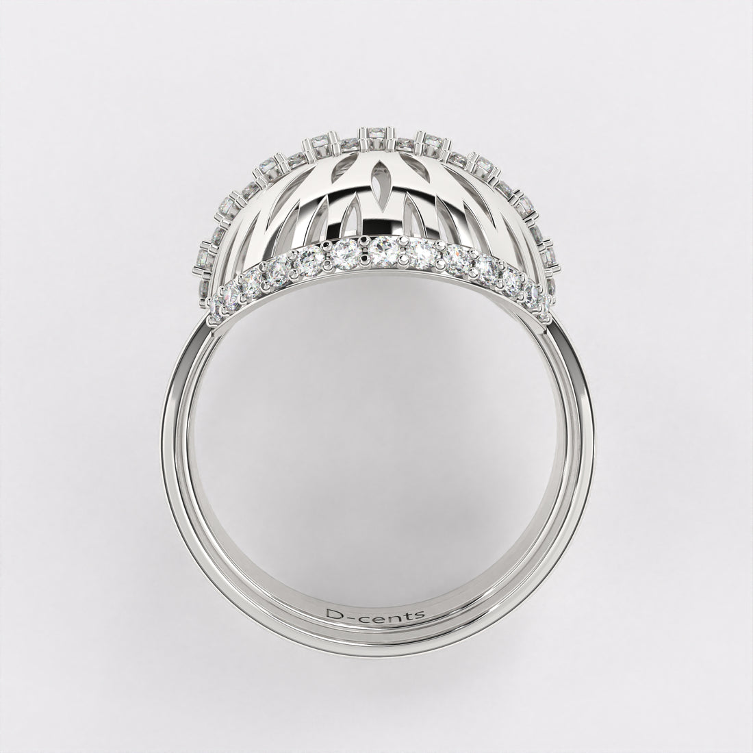 Dome Diamond Ring in 925 Silver
