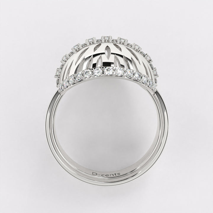 Dome Diamond Ring in 925 Silver