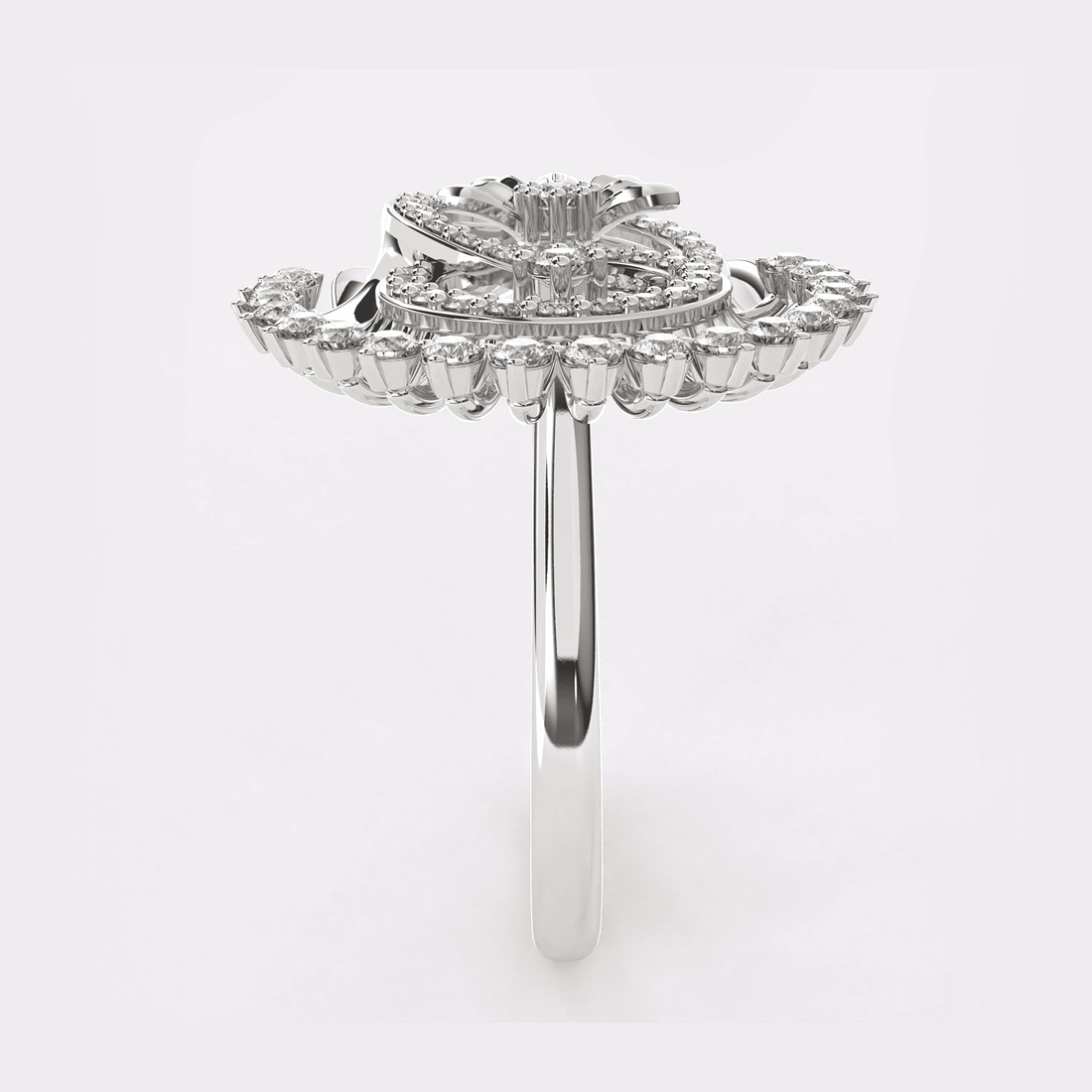 Double Circle 14k Gold Diamond Ring