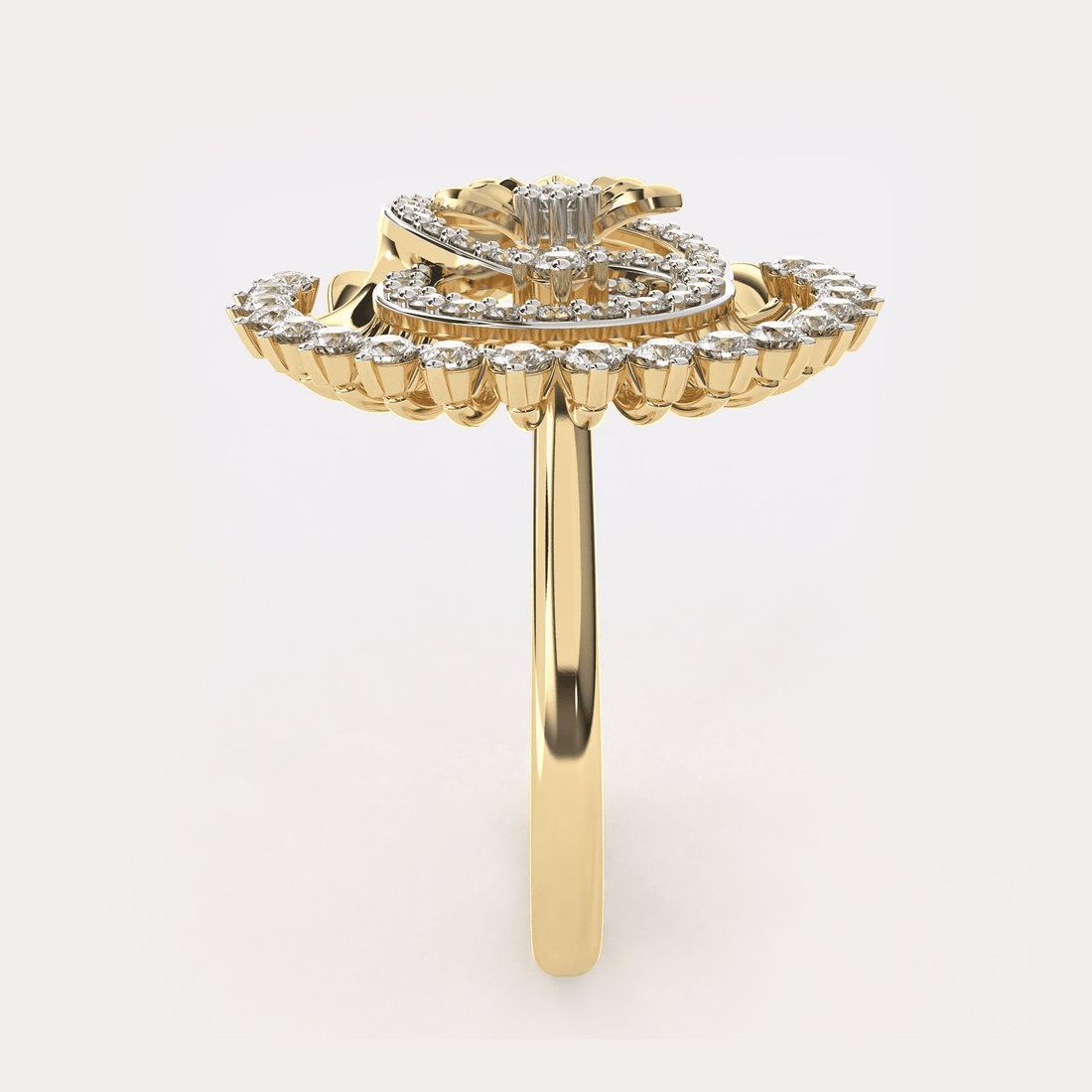 Double Circle 14k Gold Diamond Ring