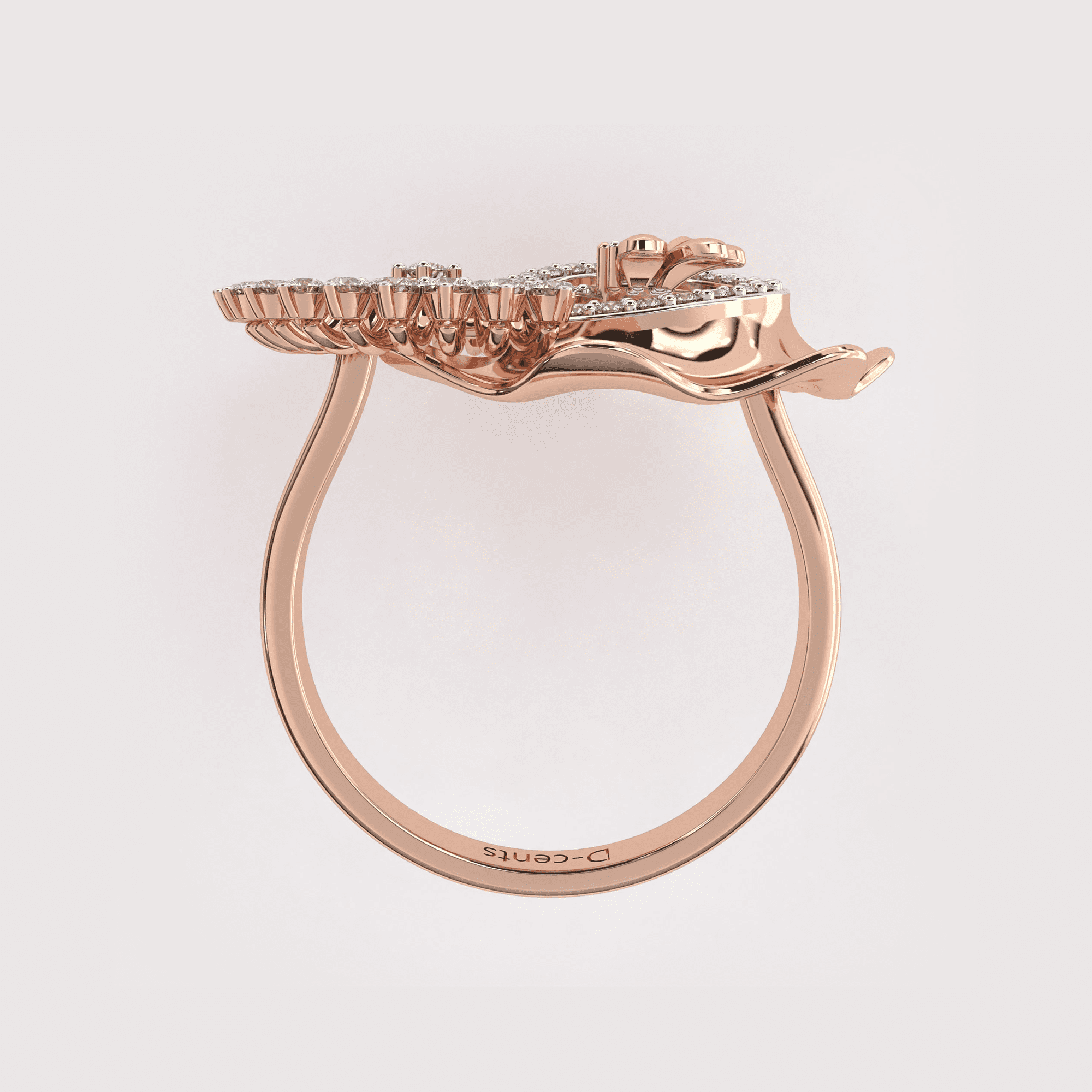 Double Circle 14k Gold Diamond Ring